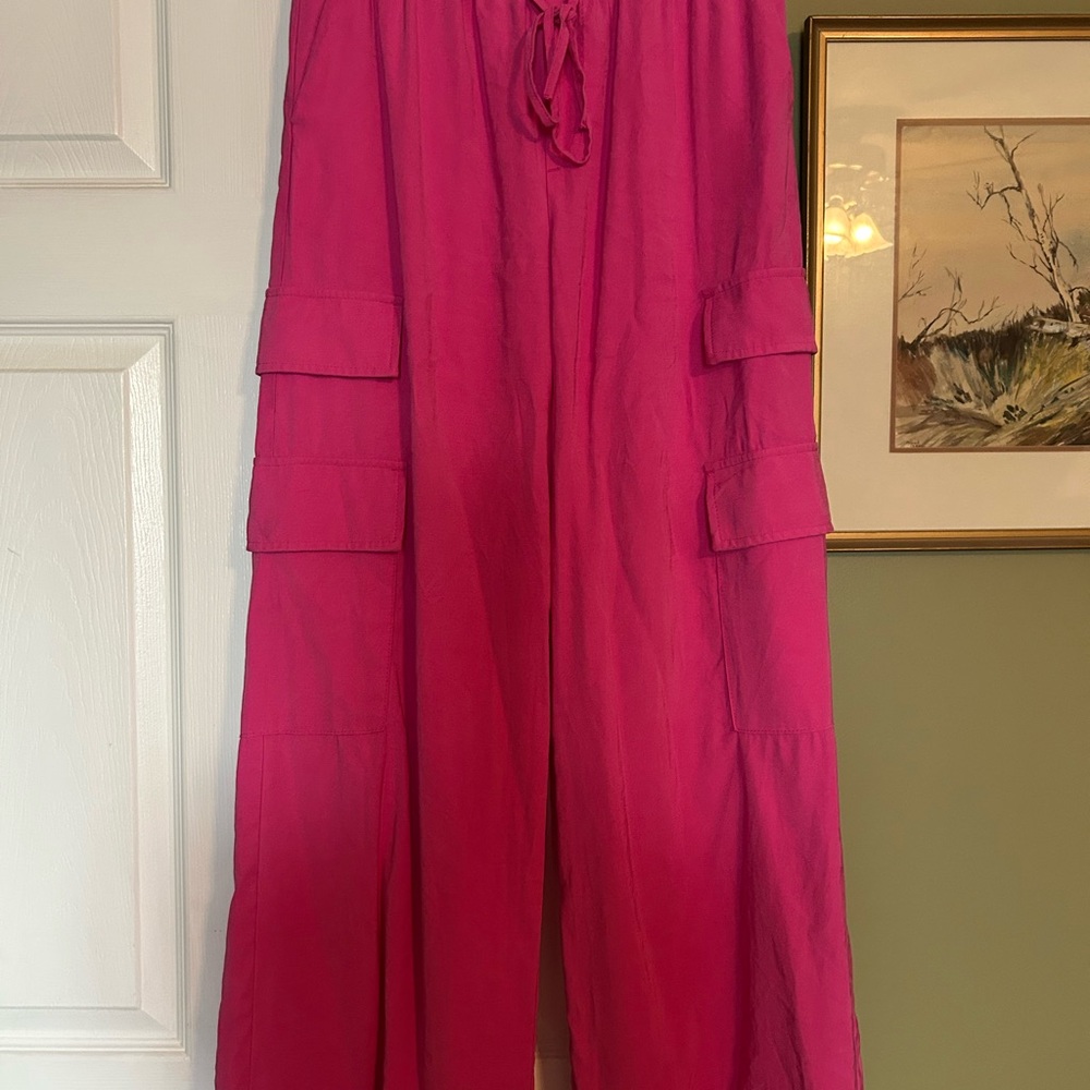 A New Day Vibrant Pink Women's wide leg cargo pants
